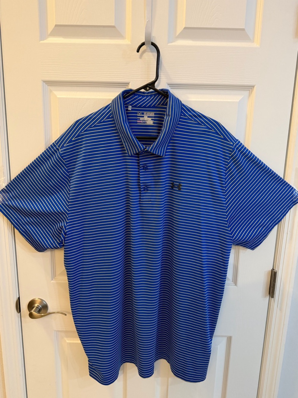 Under Armour Men’s Royal Blue and White Striped Polo